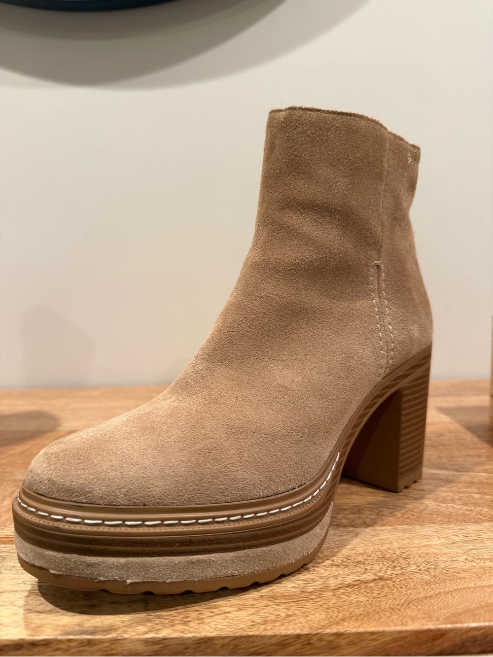 Steve Madden Beige Suede Platform Ankle Boot